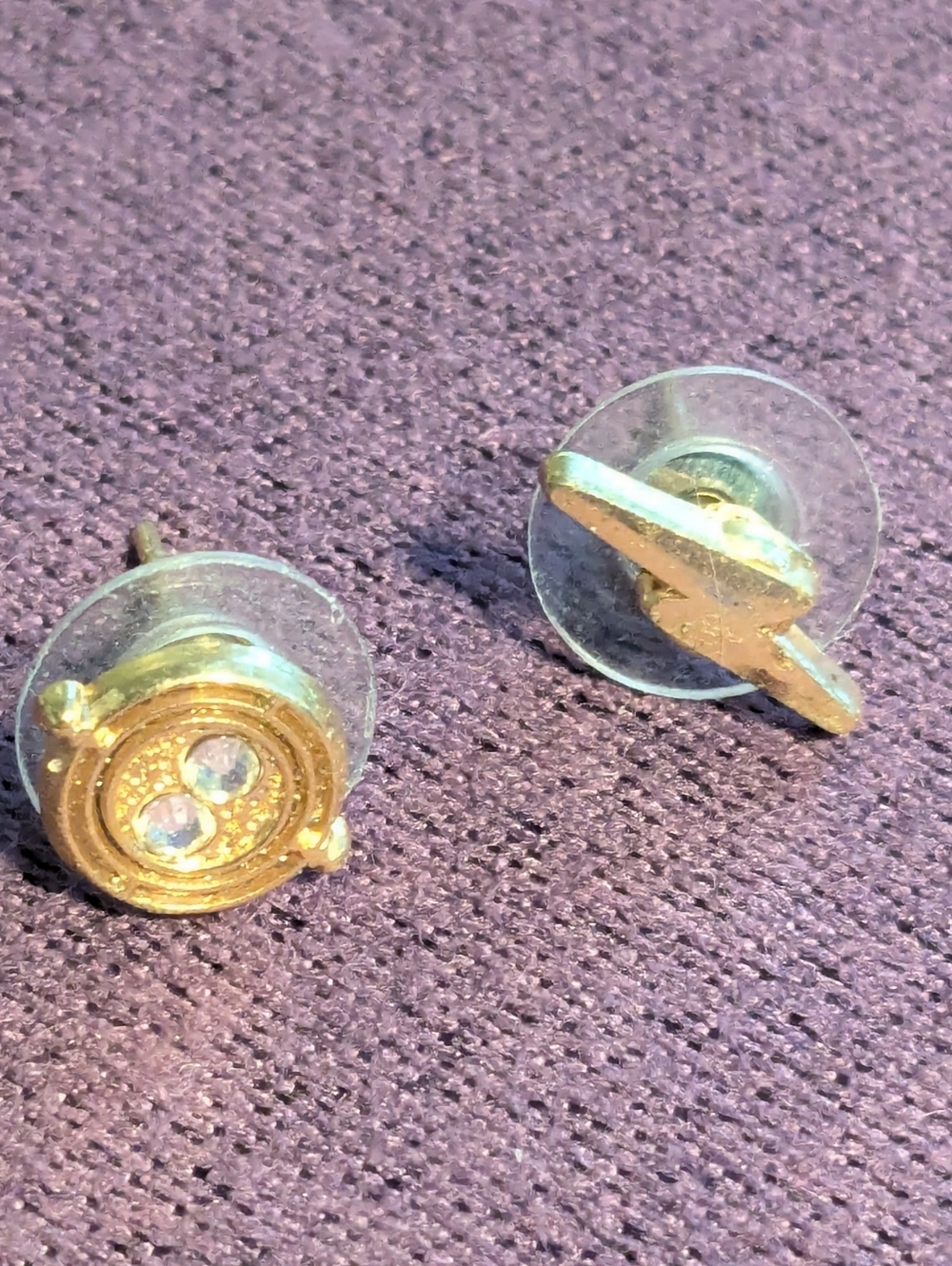 Harry Potter Gold Toned Stud Earrings with Crystal Accents